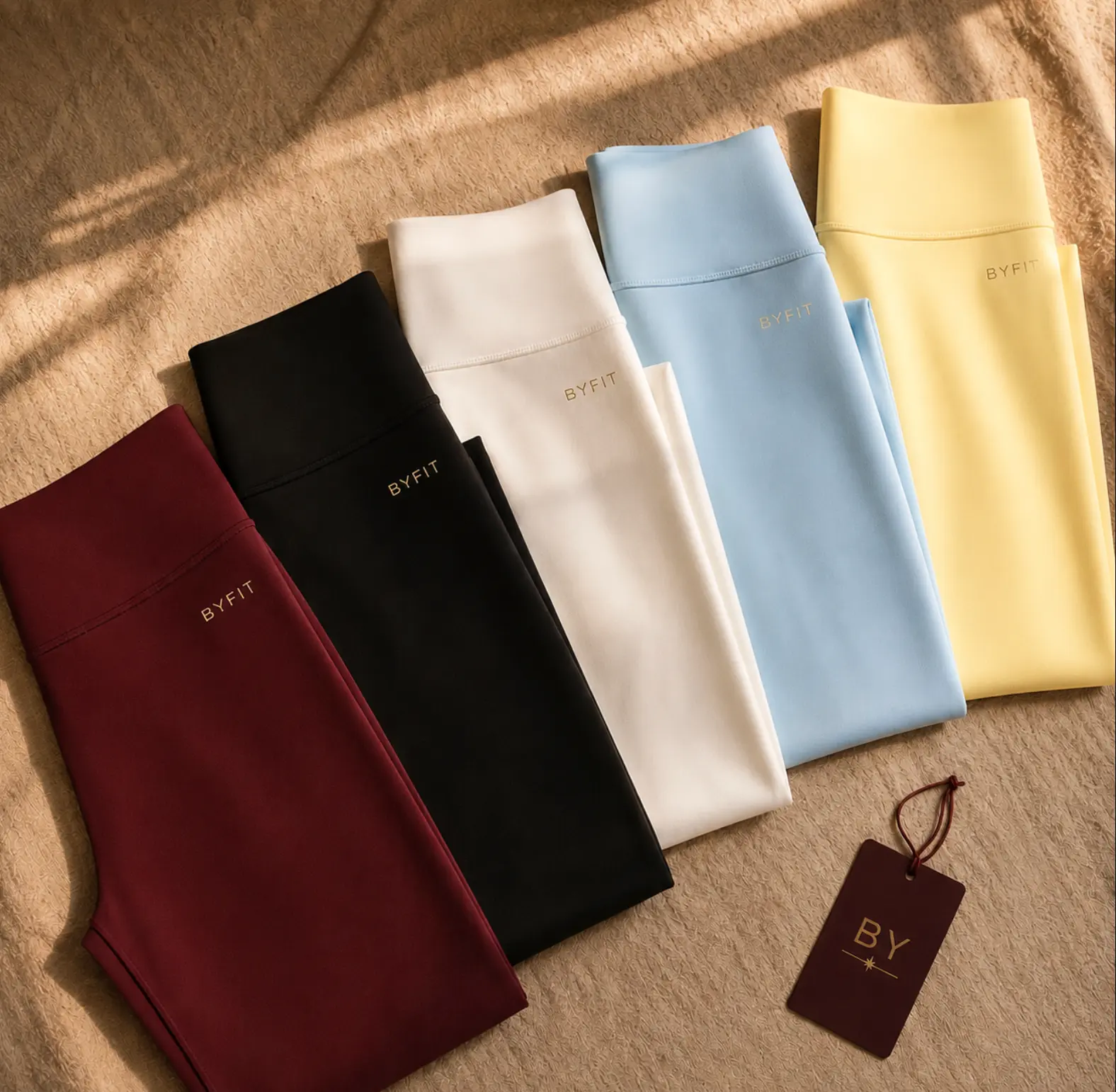 Leggings BYfit en burgundy, negro, ivory, azul claro y amarillo suave
