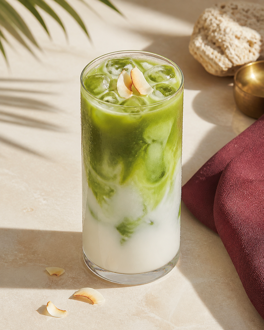 Matcha frío con coco